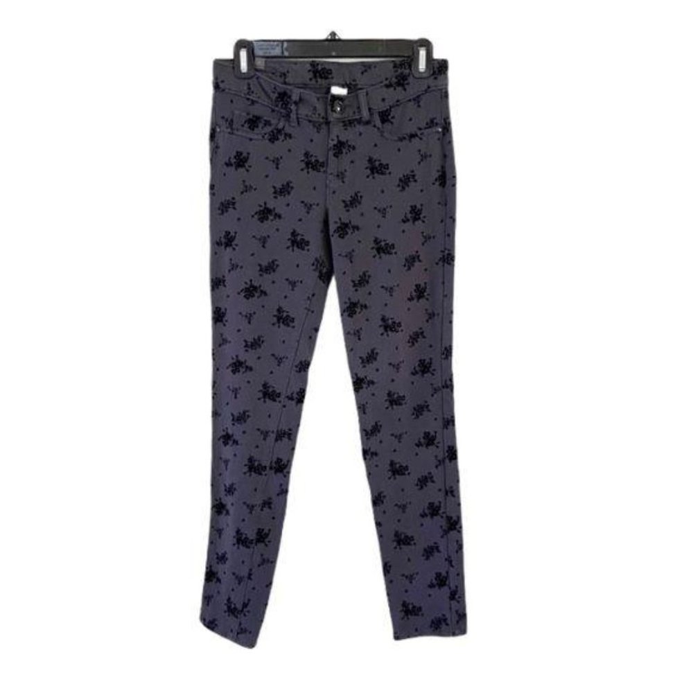 LC Lauren Conrad Floral Velvet Skinny Jeans Gray 2
